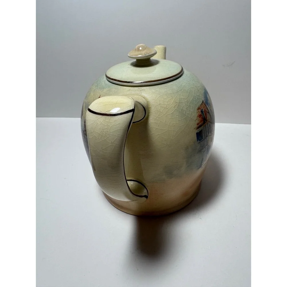 Vintage Temple Bar Historic England Teapot w Crackle Glaze Royal Doulton D5940